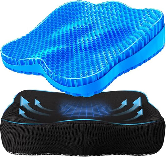 Gel Seat Cushion, Thicken Big Office Chair Cushion Chair Seat Pads for Long Sitting, Sciatica & Hip Pain Relief, Egg Seat Cushion for Wheelchair Car Office Home Travel Outdoor-DeskLoop Office