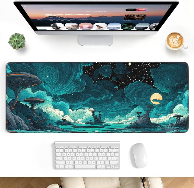 Desk Mat, Big Desk Pad, 31.5x11.8 Inches Extended Big Gaming Mouse Pad by stanploe