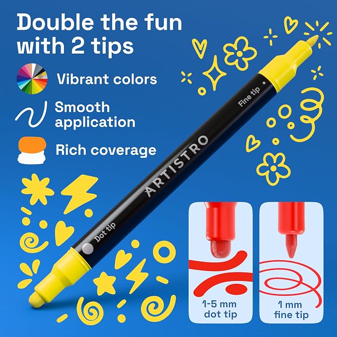 ARTISTRO 36 Precision Dual-Tip Acrylic Paint Markers – Paint Pens Set - Image 3