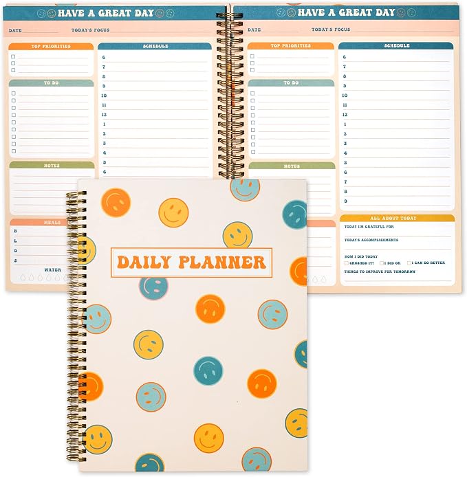 Undated Daily Planner Notebook 8.5x11, To Do List Notebook, Habit Tracker by THiNKABLE