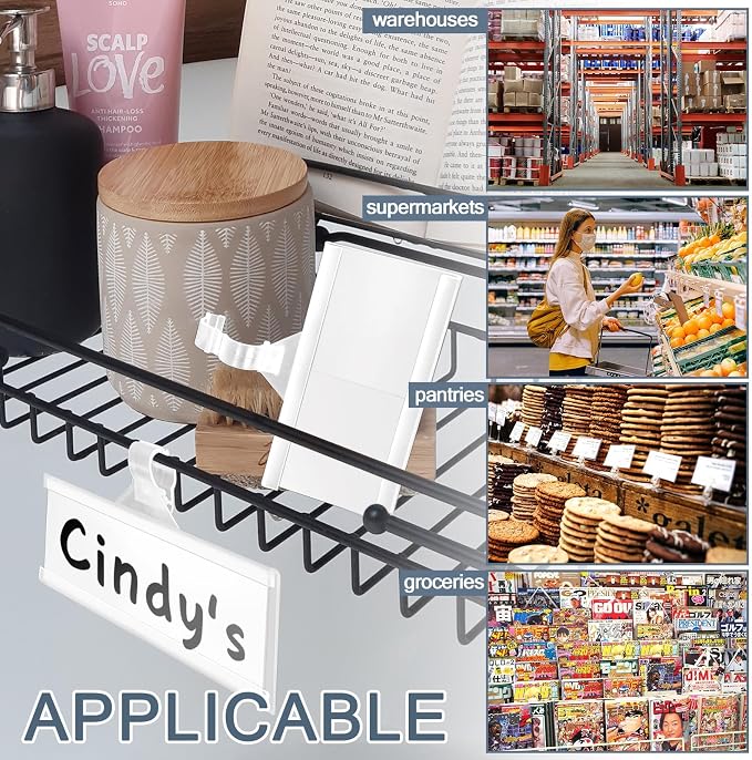 50 Pieces Plastic Wire Shelf Label Holders, Reusable Price Label Holder - Image 6