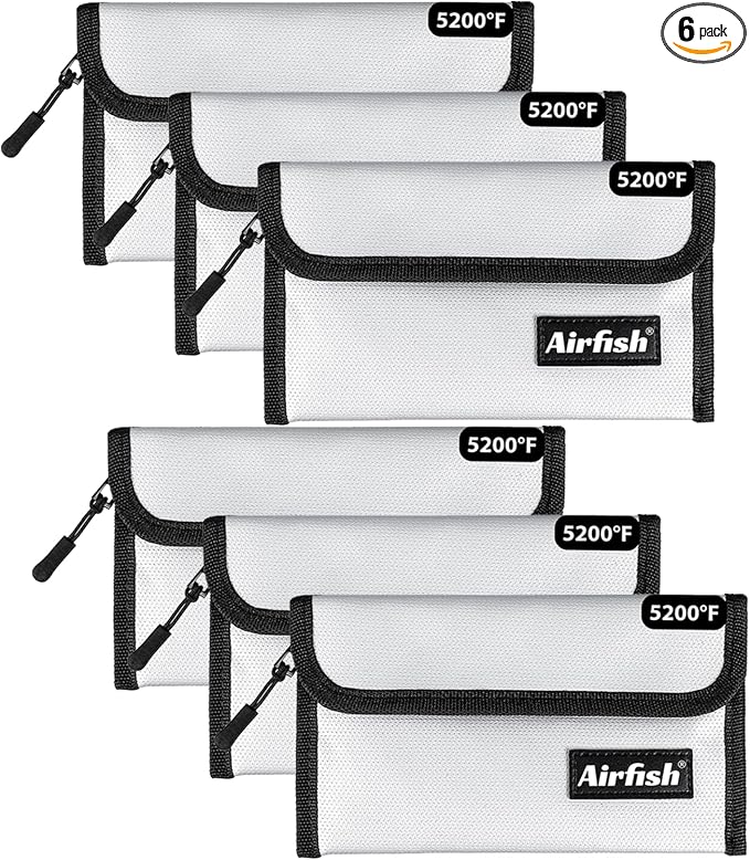Airfish Fireproof Money Bag, 5 x 8 inches Fireproof Wallet, Waterproof Cash Bag by Airfish