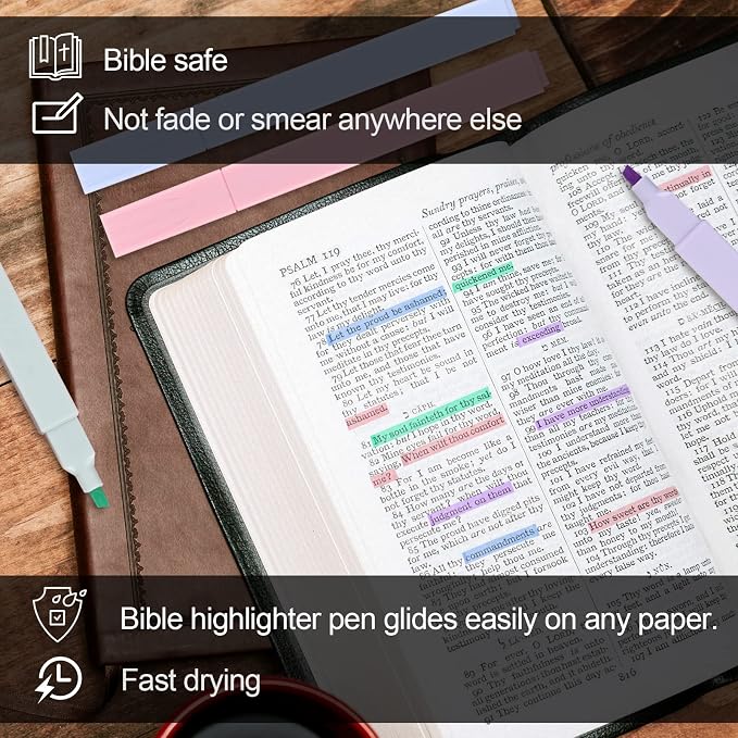 Utron 12pcs Bible Highlighters, Pastel Highlighter Set, No Bleed Bible - Image 6