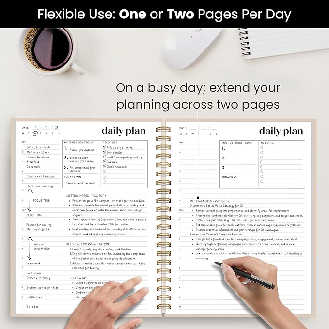 Undated Daily & Monthly Planner 2026-2027 | Hourly Schedule | Large 8.5" x 11" - Image 4