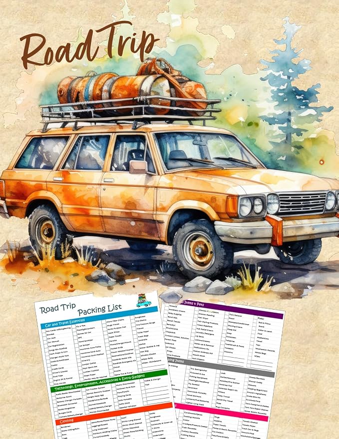 Ultimate Road Trip Planner Packing Checklist -Laminated & Double Sided - Image 3