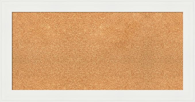 Amanti Art Natural Cork Board for Wall, 17x33 Vision Board with White Frame, Medium Corkboard Office Decor for Home Organization, Casual Corkboard Pinboard to Display Items for Home Organization in-DeskLoop Office