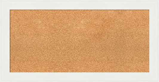 Amanti Art Natural Cork Board for Wall, 17x33 Vision Board with White Frame, Medium Corkboard Office Decor for Home Organization, Casual Corkboard Pinboard to Display Items for Home Organization in-DeskLoop Office