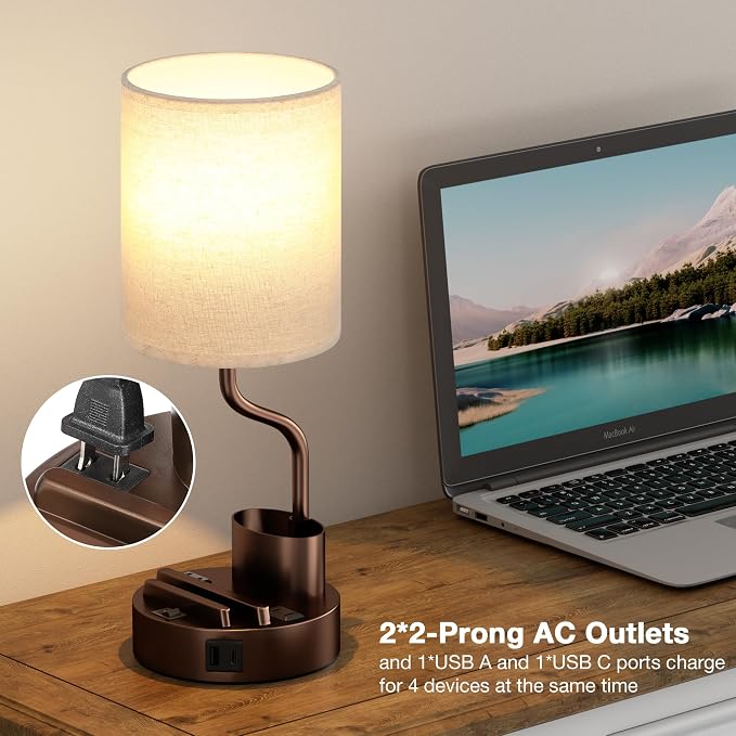 Blue Bedside Table Lamps Set of 2, Nightstand Lights - Image 3