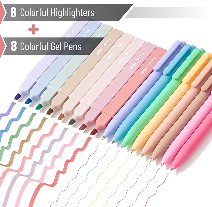 Mr. Pen- Aesthetic Highlighters and Gel Pens, 16 Pack | 200 Sheets Sticky Tabs - Image 2