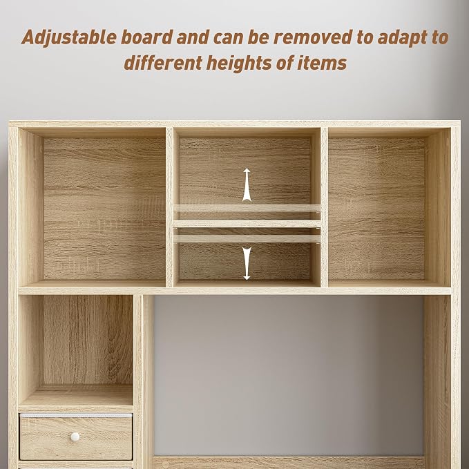 REIBII Desktop Bookshelf, High-Capacity Desk Hutch Organizer - Image 6