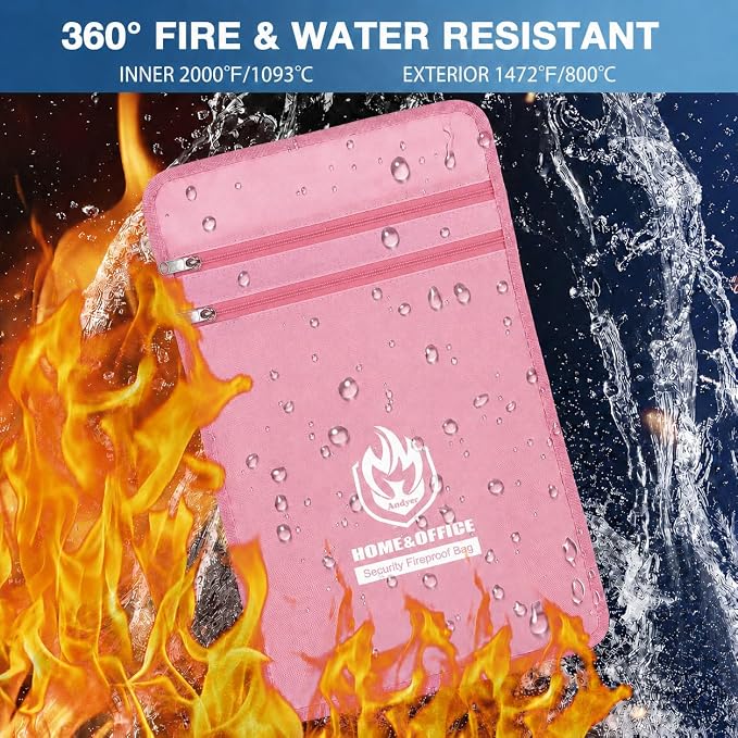 Upgraded Two Pockets Fireproof Document Bag, andyer 15”x 11”Waterproof - Image 3