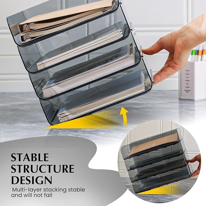 CiWiVOKi 2 Pack Stackable Paper Tray Organizer, Office Organizer and Storage - Image 6