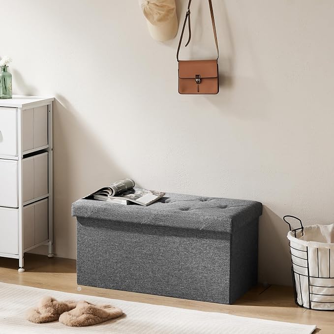 DUMOS 30 Inch Folding Storage Ottoman Bench, Large Hidden Storage Chest - Image 8