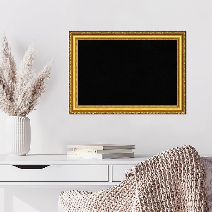 Amanti Art Black Cork Board for Wall, 20x28 Vision Board with Gold Wood Frame, Medium Corkboard Office Decor for Home Organization, Traditional Corkboard Pinboard to display items for home-DeskLoop Office