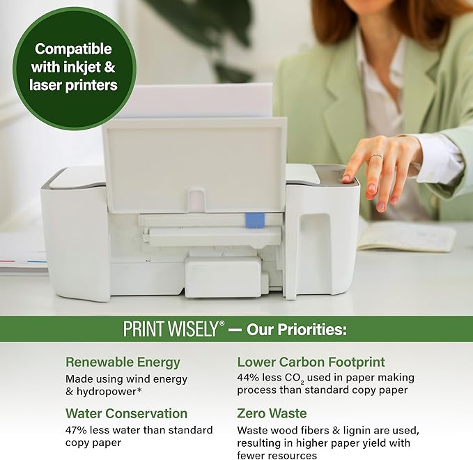 Elementree Sustainable Printer Paper Case 8.5" x 11" – Made from Sawmill Waste – 20 lb Copy & Multipurpose Computer Paper – 2500 Sheets – Made in the USA - Printer & Copier Compatible (00918C)-DeskLoop Office