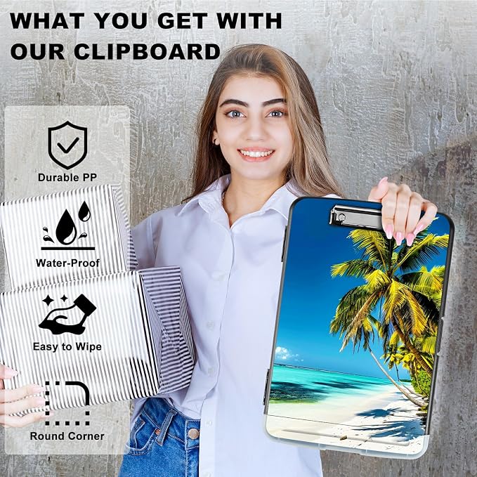 Blue Beach Palm Tree A4 Clipboard - Image 2