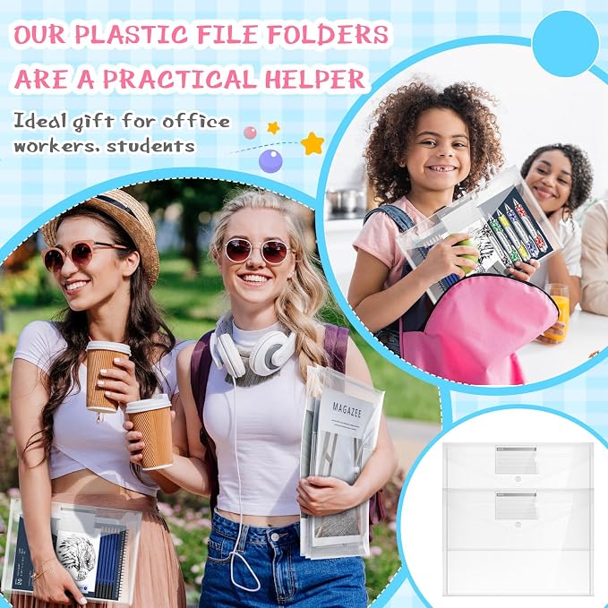 Zhehao 100 Pcs Clear Plastic Envelopes File Folders - Image 6
