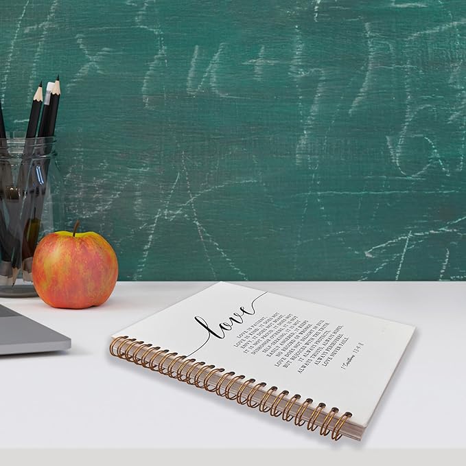 VNWEK Christian Notebook,Bible Journaling Notebook,Bible Journal,Church Notes Notebook,1 Corinthians 13:4-8 Love Never Fails Spiral Notebook Journal 5.5x8.3 Inch,Christian Journals for Women-DeskLoop Office