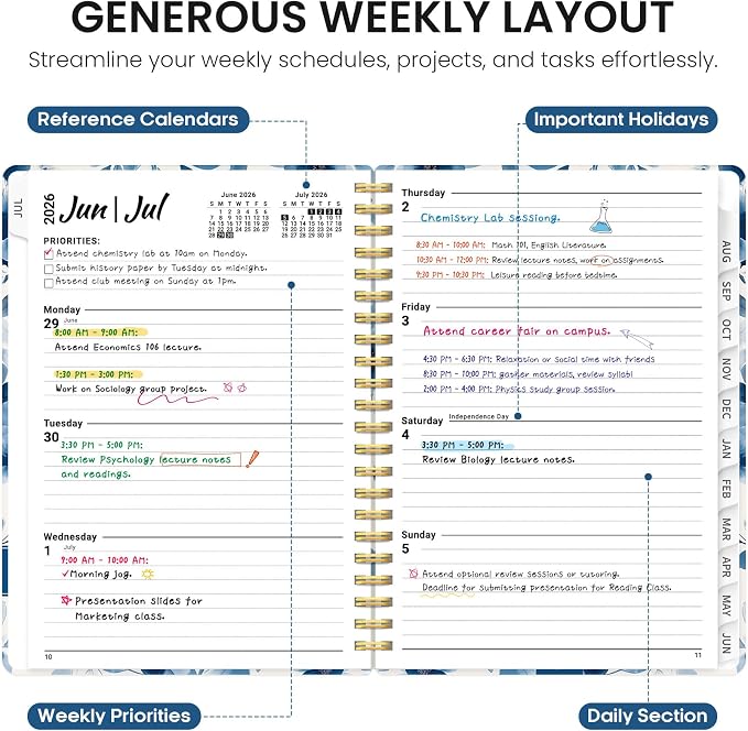 Planner 2026-2027, Academic Year Monthly and Weekly Calendar Planner, Jul 2026 - Image 3