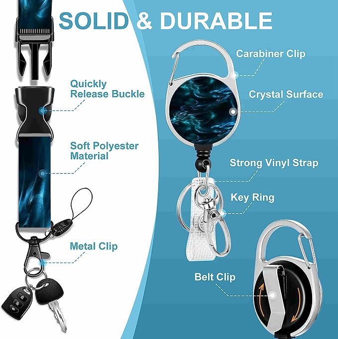 Badge Lanyard and ID Badge Holder, Retractable Badge Reels - Image 3