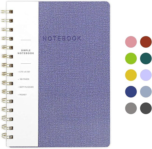 Spiral Notebook-6.10" x 8.19" College Ruled Journal with Inner Pockets and 160 Pages,PU Leather Cover Business Journal, Twin-Wire Binding Notebook Perfect for Office & Home School Supplies-DeskLoop Office