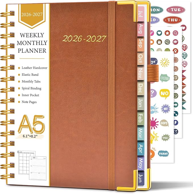 Academic Planner 2026-2027, Hardcover Leather Weekly and Monthly Calendar by Unknown
