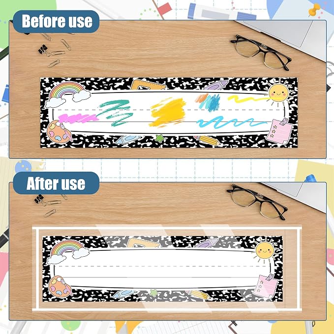 40 PCS Nameplate Pocket 10.5 x 3.5 Inch Clear Self-Adhesive Desk Name Tag - Image 4