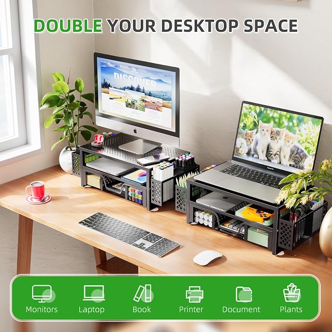 Simple Trending Desk Organizer and Accessories, 2 Tier Computer Metal Monitor - Image 6