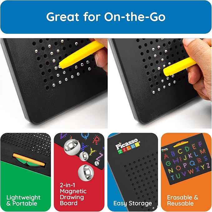 PicassoTiles Double-Sided 2-in-1 Upper & Lower Case ABC Magnetic Drawing Board - Image 7