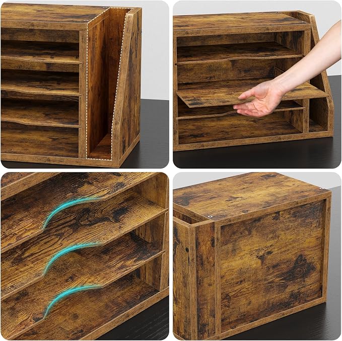 Creso hom Mail Sorter, File Organizer Desktop, Wood Desk Organizer - Image 4