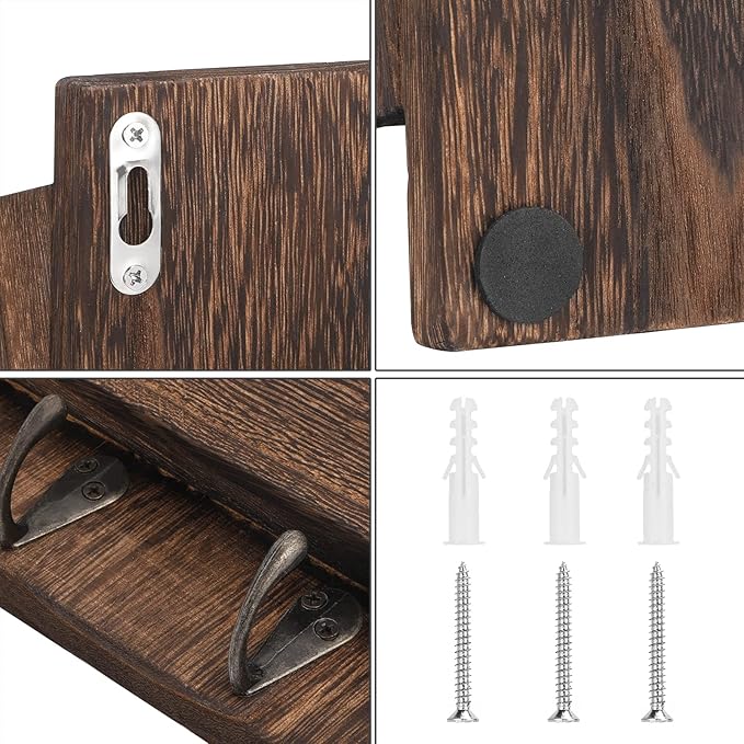 MOOACE Mail Organizer Wall Mount, Wood Mail and Key Holder - Image 4