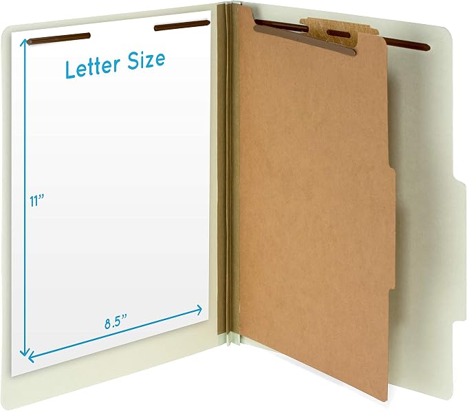 10 Letter Size Gray Green Classification Folders - Image 2