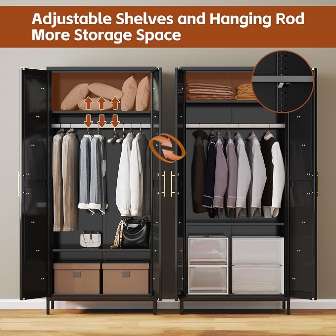 SUPEER Metal Wardrobe Cabinet - Image 3