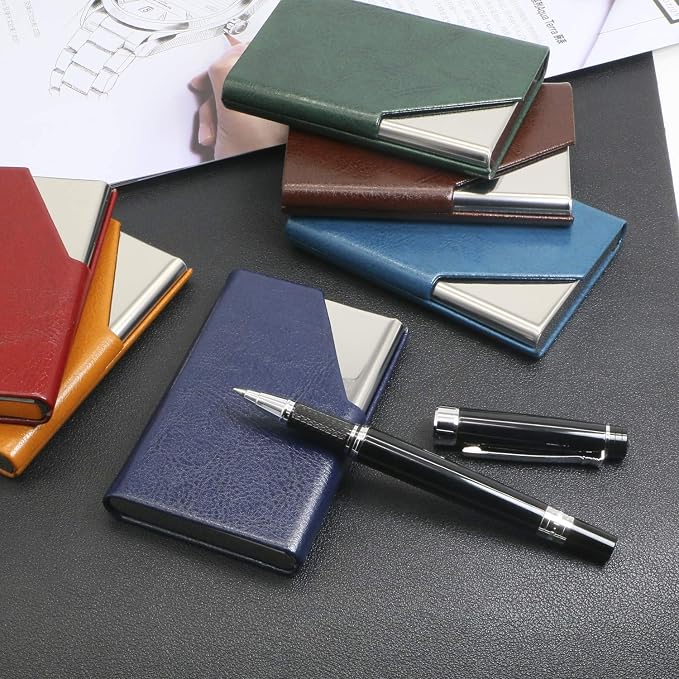 Padike Business Card Holder, PU Leather & Stainless Steel Multi Card Case - Image 2