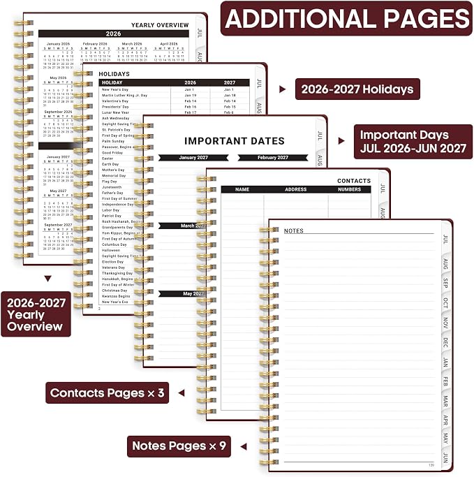 Academic Planner 2026-2027, Weekly and Monthly Calendar Planner Book, July 2026 - Image 4