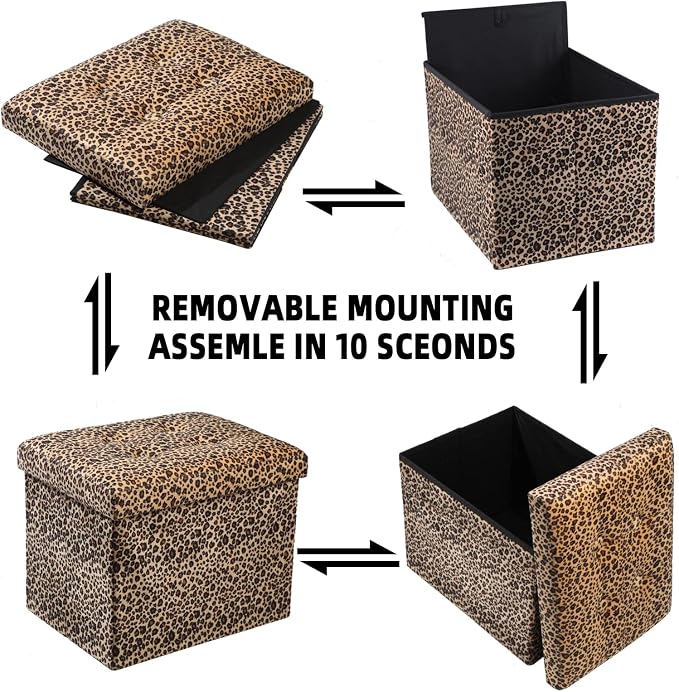 ALASDO Ottoman Storage Ottoman Footrest Stool Foldable Foot Rest Footstool Bench - Image 6