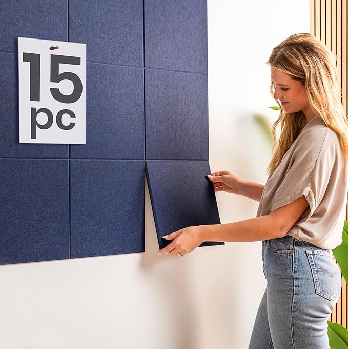 Large Cork Board Alternative | 15 Pack | Sizing Up to 59”x36”, Felt Wall Tiles, Office Wall Decor, Large Cork Boards for Walls, Corkboard, Cork Board for Office, Pin Board, Blue-DeskLoop Office