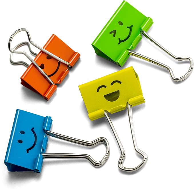 Officemate Smiling Face Binder Clips, Paper Clamps by Officemate