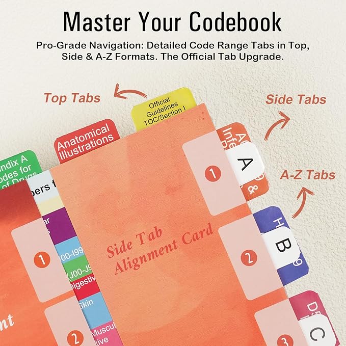 Index Tabs for ICD-10-CM Code Book 2025 AAPC Version, Upgraded Book Tabs, Color-Coded Medical Coding 2025, Laminated & Repositionable Tabs with Alignment Guide & Blank Tabs (Codebook Not Included)-DeskLoop Office