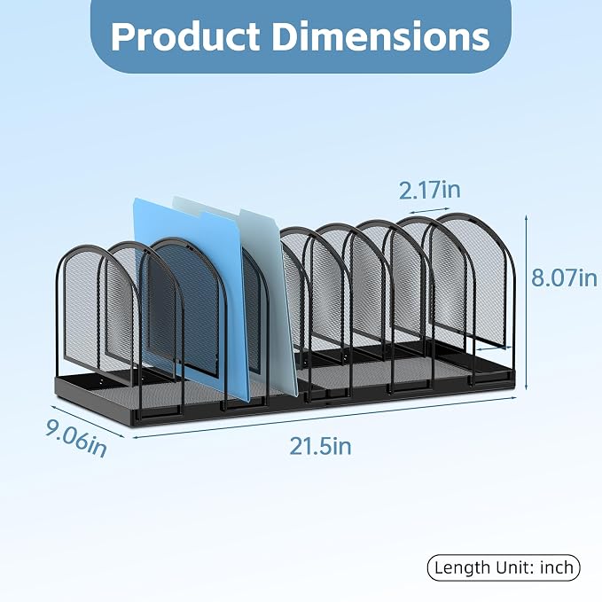 SUPEASY File Organizer for Desk, 9-Section Mesh Desk Organizer, Vertical File - Image 4