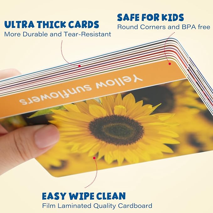 BenBen Flash Cards for Toddlers, Extra Thick, 250 Images, Double-Sided - Image 2