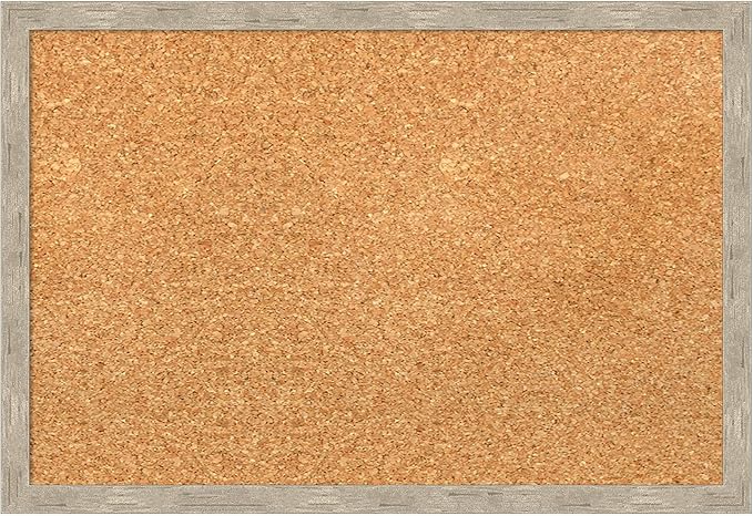 Amanti Art Natural Cork Board for Wall, 13x19 Vision Board with Silver Wood Frame, Small Corkboard Office Decor for Home Organization, Modern Corkboard Pinboard to Display Items for Home Organization-DeskLoop Office