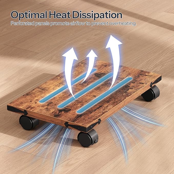 HOOBRO Mobile PC Stand, Ventilated Computer Tower Stand, PC Tower Holder with 4 Caster Wheels, CPU Holder Under Desk Fits Most Computer Host, for Office, Gamers, Rustic Brown BF46CJ01-DeskLoop Office