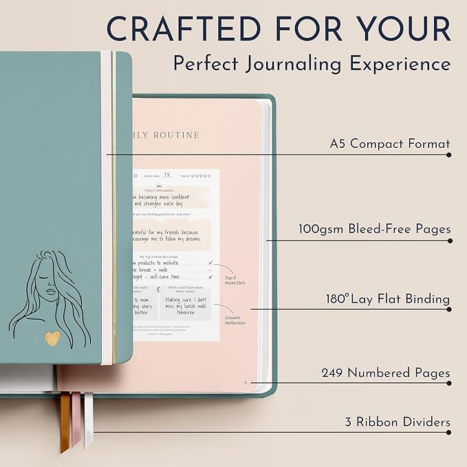 RYVE Daily Gratitude Journal for Women: 6-Month Guided Positivity & Wellness Journal with Prompts - Affirmation, Mindfulness, Self Help & Reflection, Gratitude Journal Notebook, Manifestation Journal-DeskLoop Office