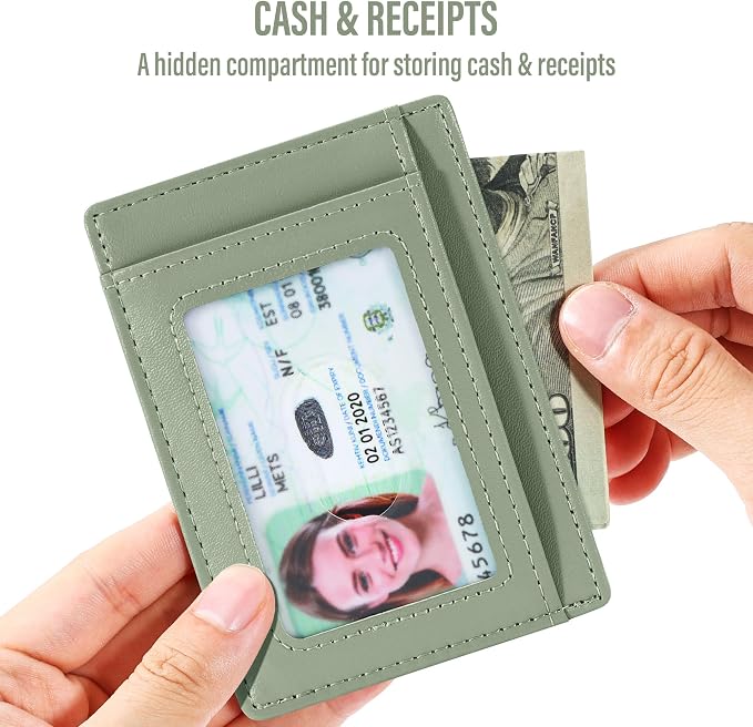 Travelambo Slim Wallet Front Pocket Minimalist Leather RFID Blocking Medium Size - Image 7