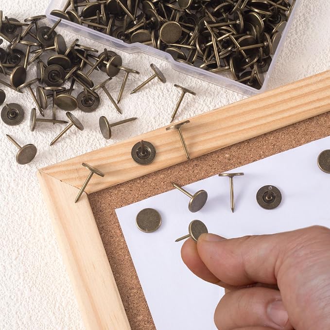 100pcs Flat Head Thumb Tacks for Wall, Heavy Duty Upholstery Push Pins - Image 3