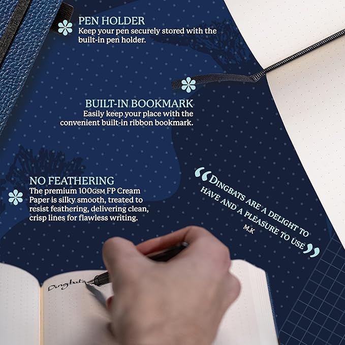 Dingbats* Wildlife Lined Writing Journal Notebook A5 - Vegan Leather Hardcover - Ideal for Work, Travel - Pocket, Elastic Closure, & Bookmark-DeskLoop Office