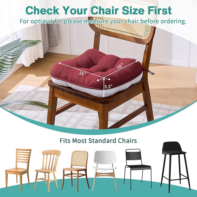 BETU Chair Cushions for Dining Chairs Set of 4, Thick Kitchen Table Chair Pads - Image 4
