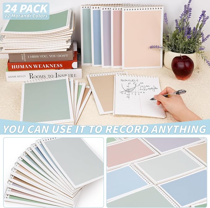 24 Pack Steno Pads 6 x 9 in Spiral Top Notebook Bulk 12 Retro Color Note Pad 60 - Image 5