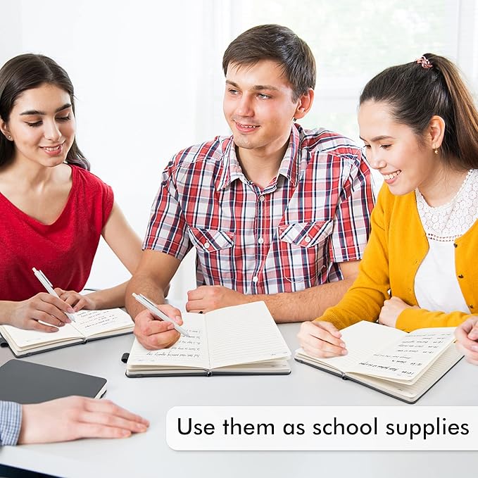 feela 24 Pack Journal Notebook for Work, Business Notebook Bulk Hardcover Lined Writing Journal with Pen Holder for Men Women Note Taking, with 24 Black Pens, 120 GSM, 5.1”x8.3”, A5, Gray-DeskLoop Office